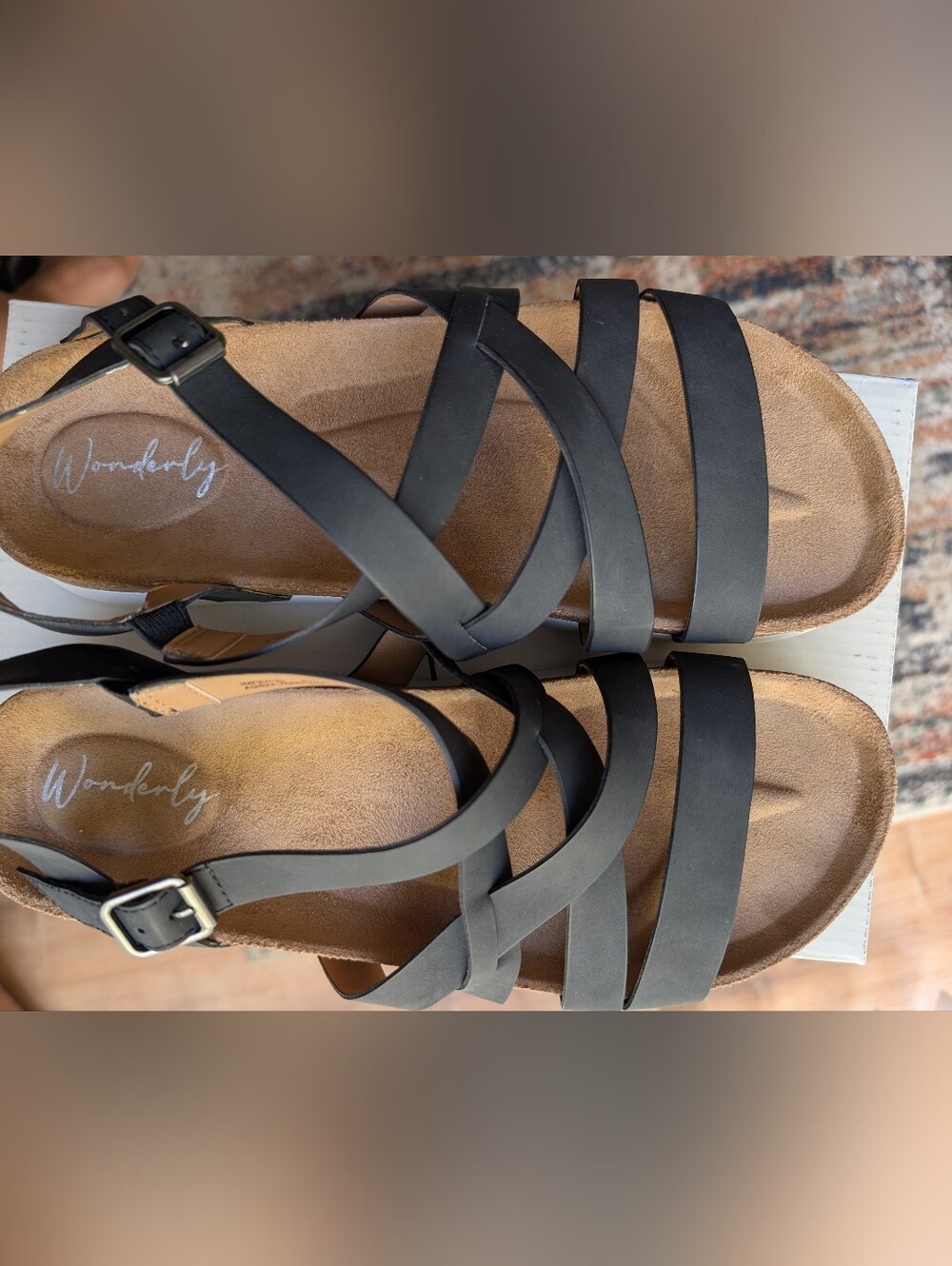 Wonderly Black Strappy Platform Sandals